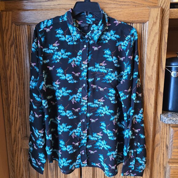 J Crew Blouse, size 14, floral with bees. EUC - Picture 10 of 11